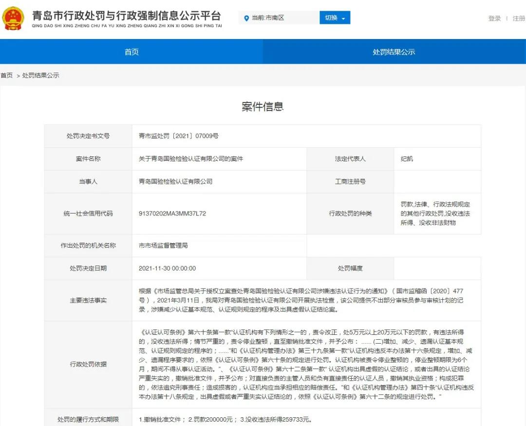 企業(yè)選擇認(rèn)證機(jī)構(gòu)要注意了！涉嫌出具虛假認(rèn)證結(jié)論，一機(jī)構(gòu)被罰